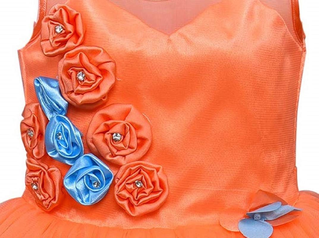 Orange Net Dress For Baby Girls
