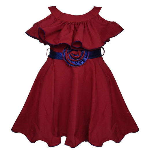 Maroon Satin Dress For Girls