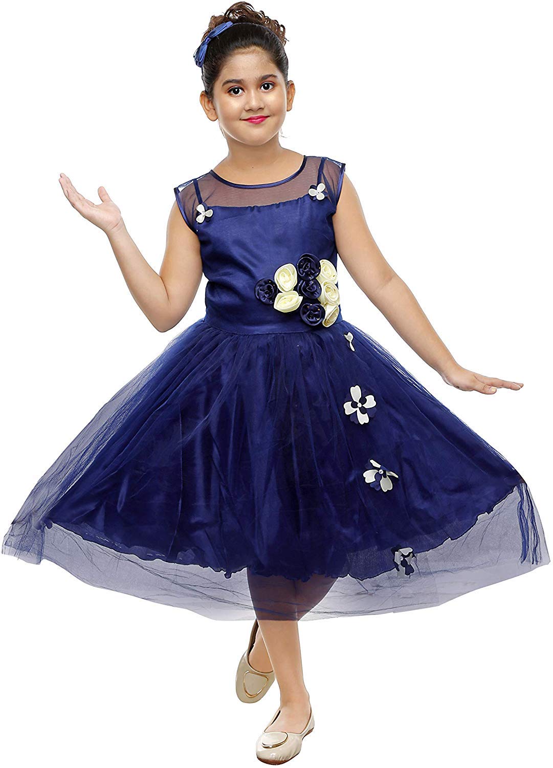 Blue Net Dress For Baby Girls