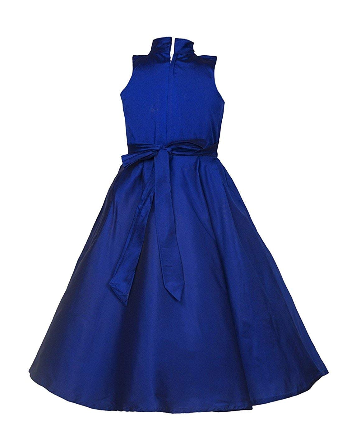 Blue Cotton Blend Dress For Girls