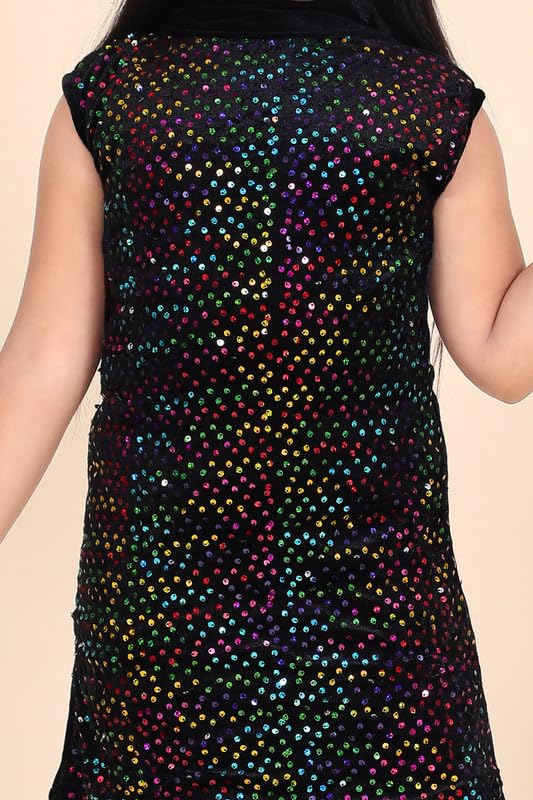 Multi Sequins Velvet Dress With Purse For Girls