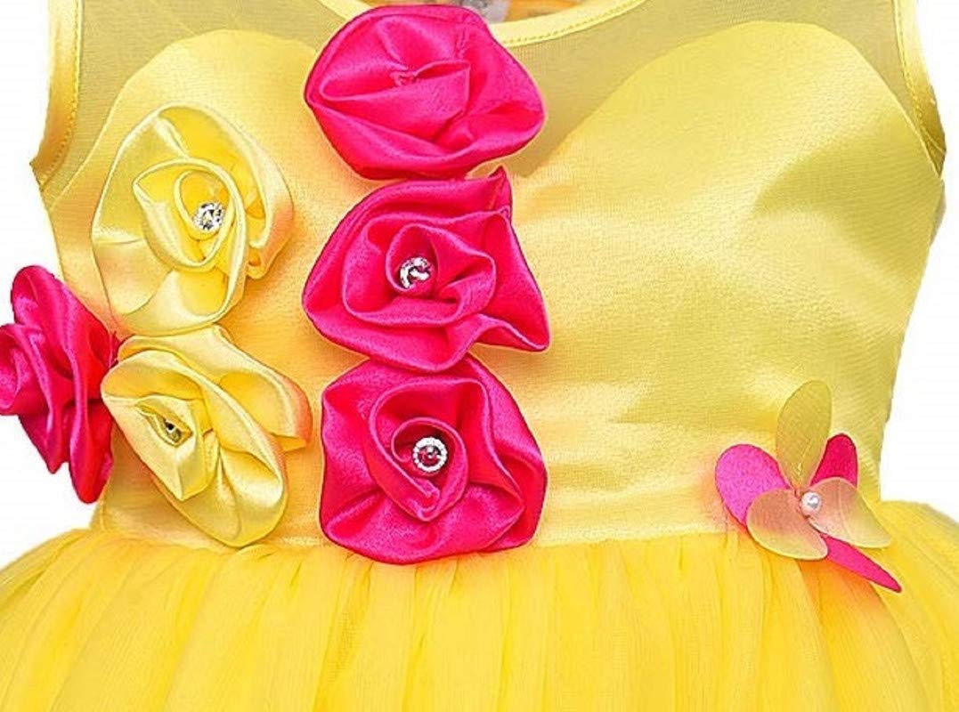 Yellow Net Dress For Girls