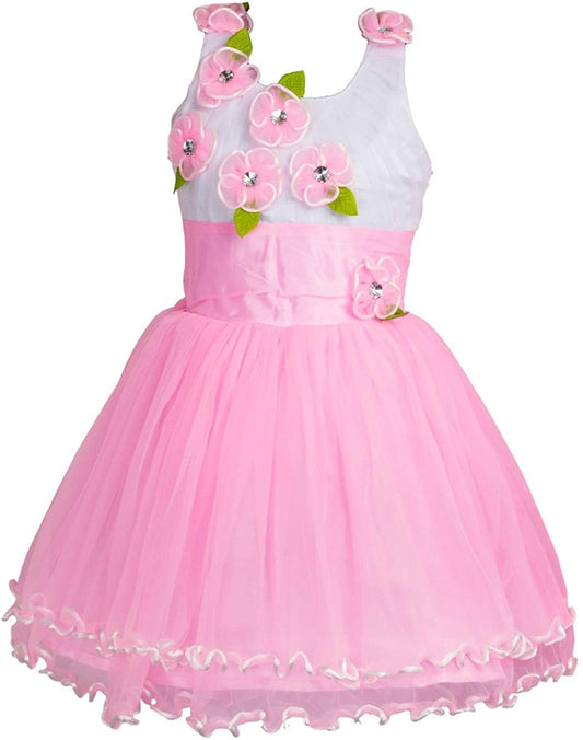 Pink Net Dress For Girls