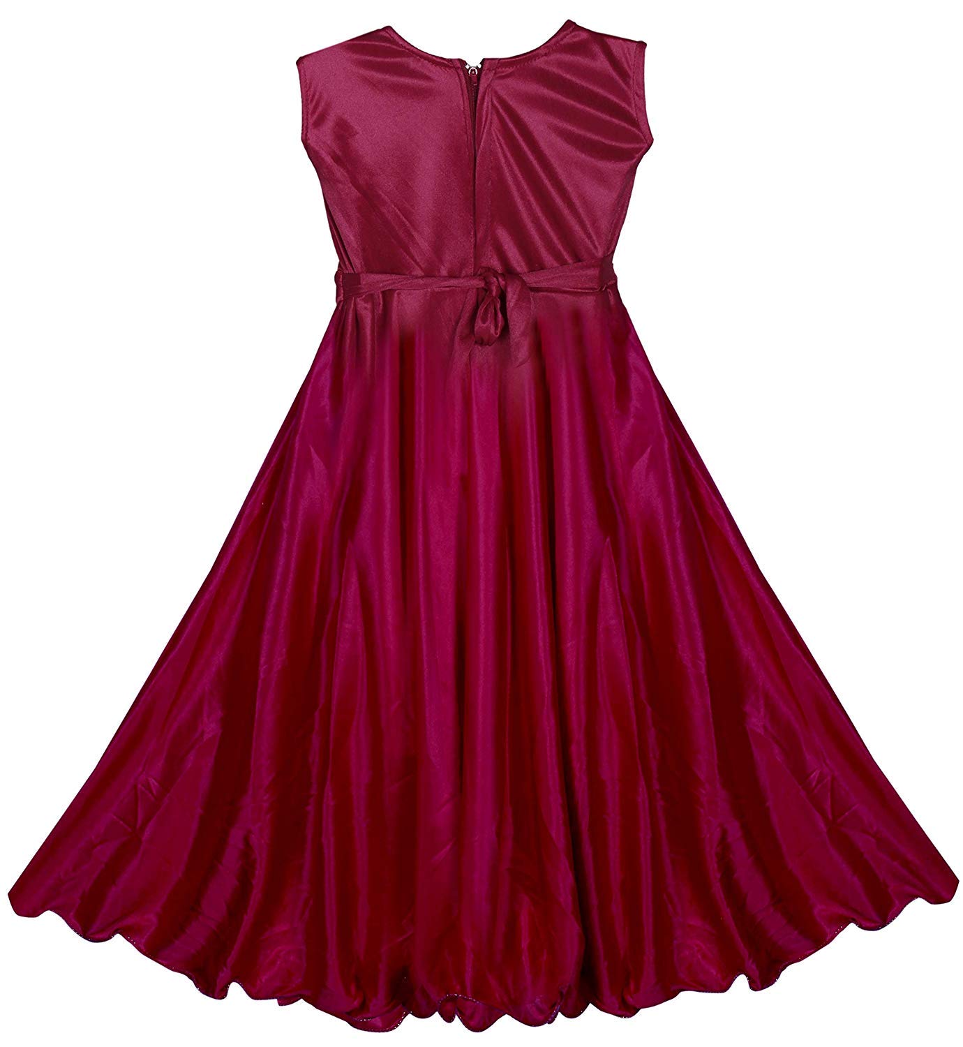Maroon Satin Dress For Girls