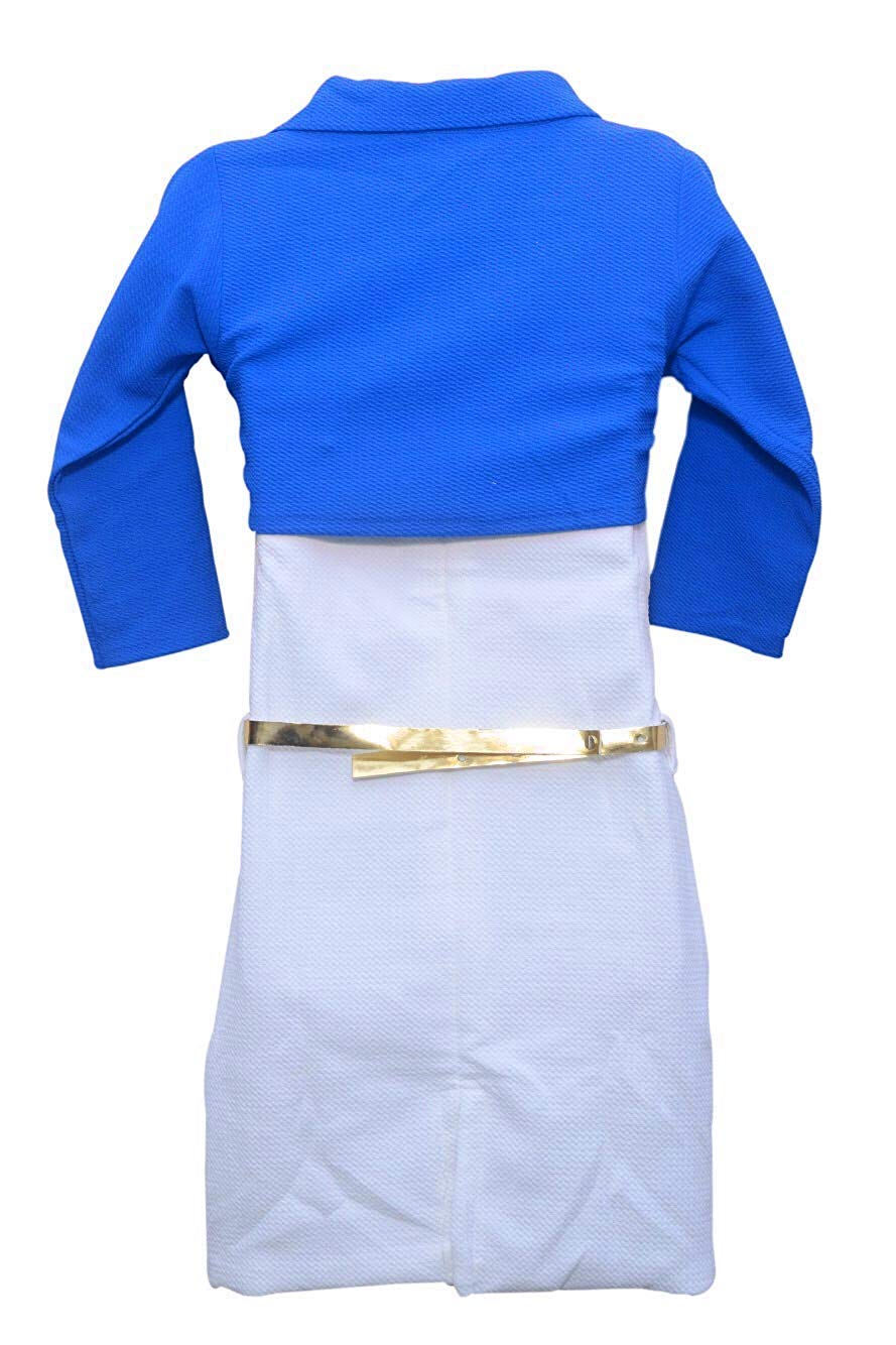 Blue Cotton Blend Dress For Girls