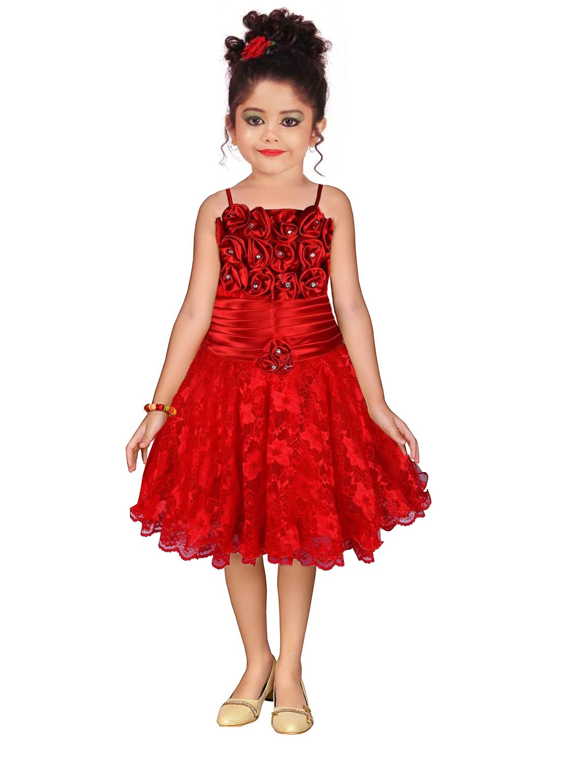 Red Net Dress For Girls