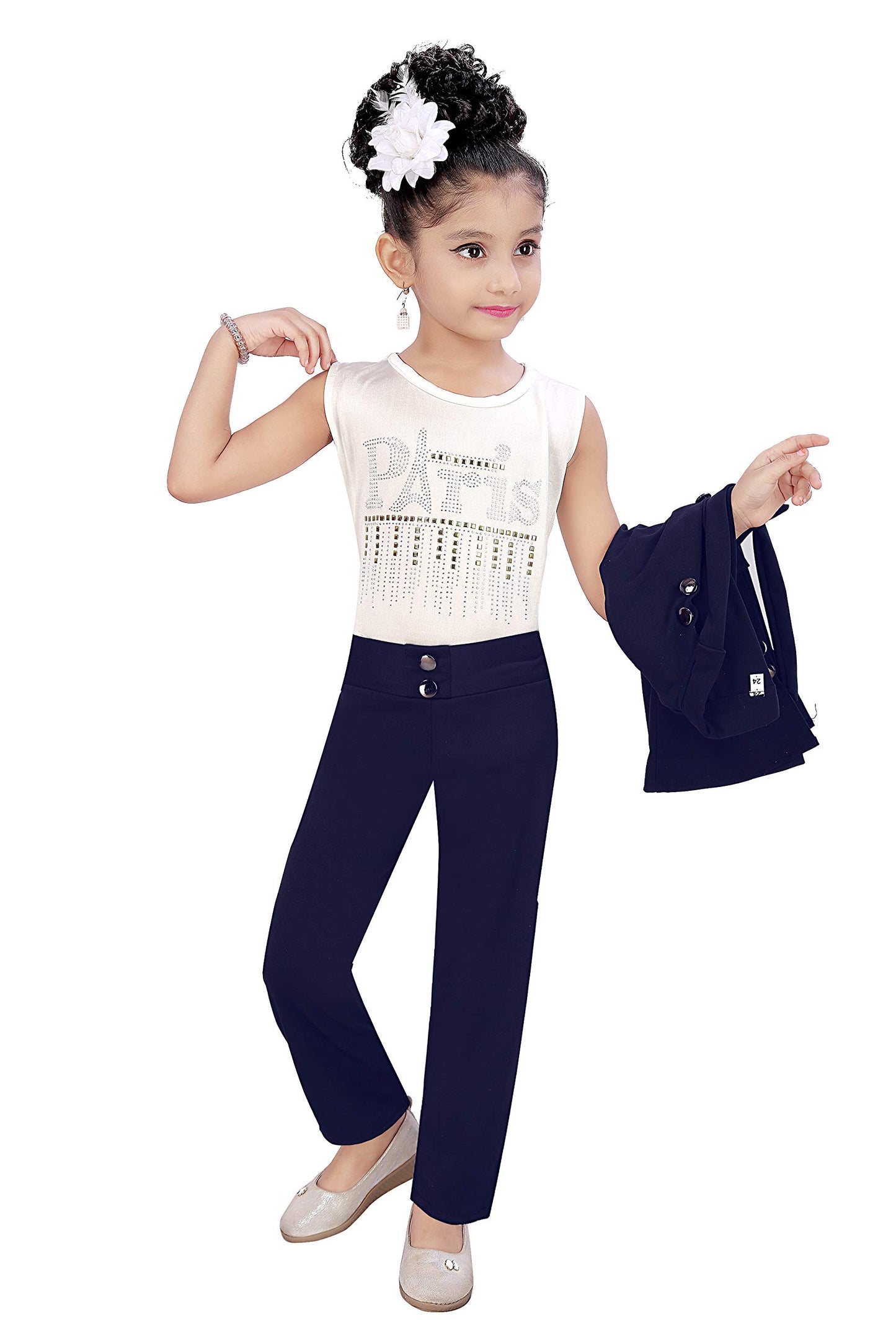 Blue Cotton Blend Kids Apparel Combo For Girls