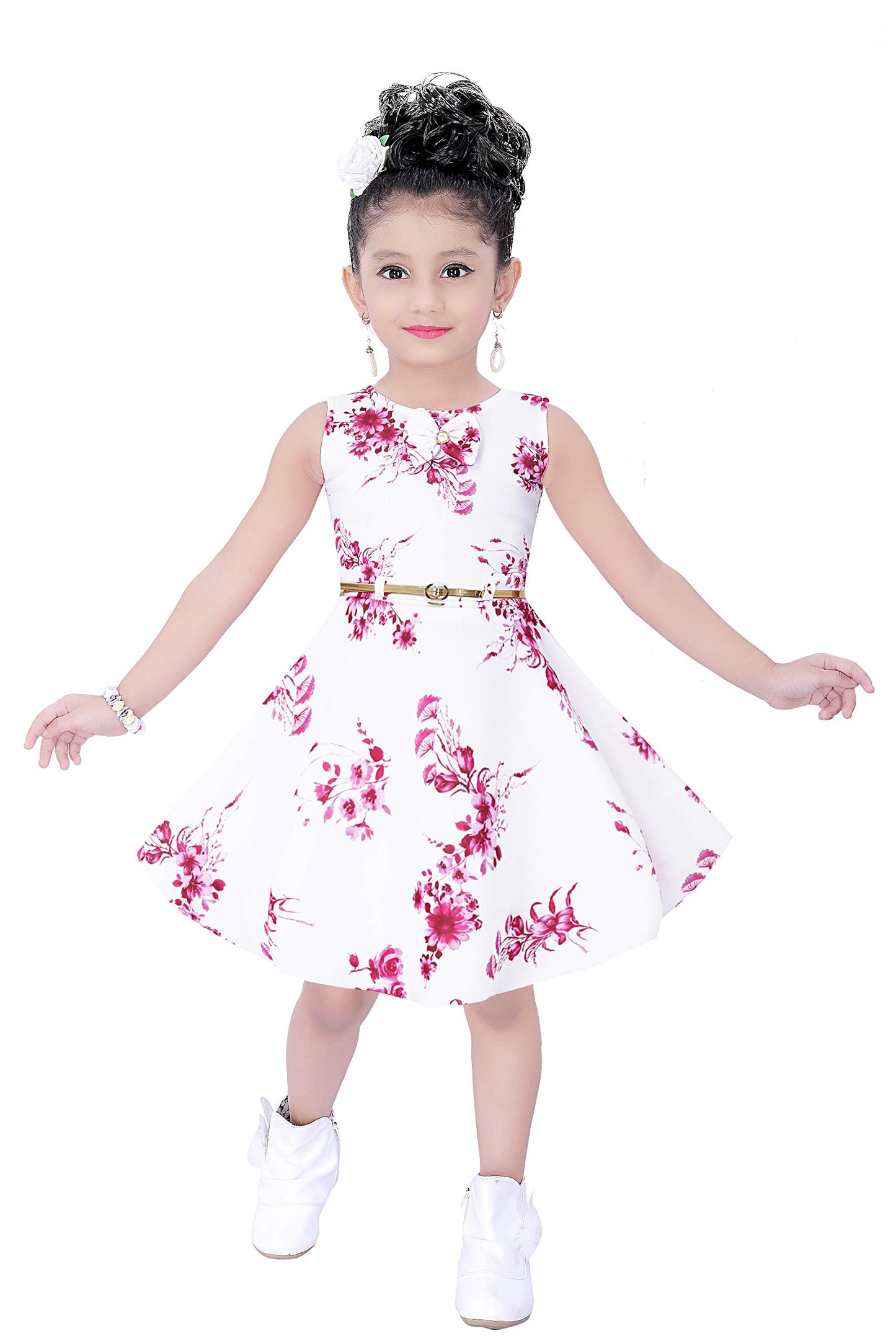 Pink Cotton Blend Dress For Girls