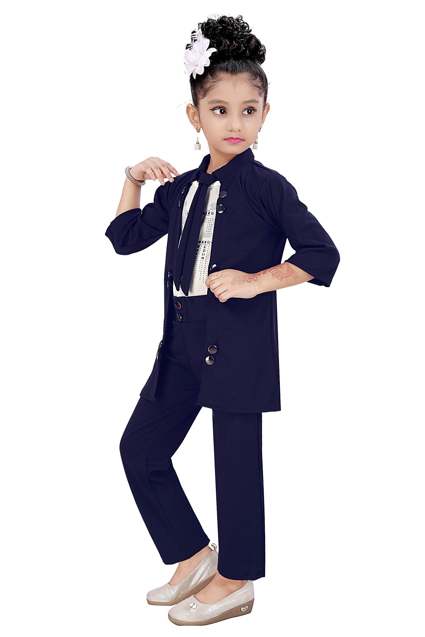 Blue Cotton Blend Kids Apparel Combo For Girls