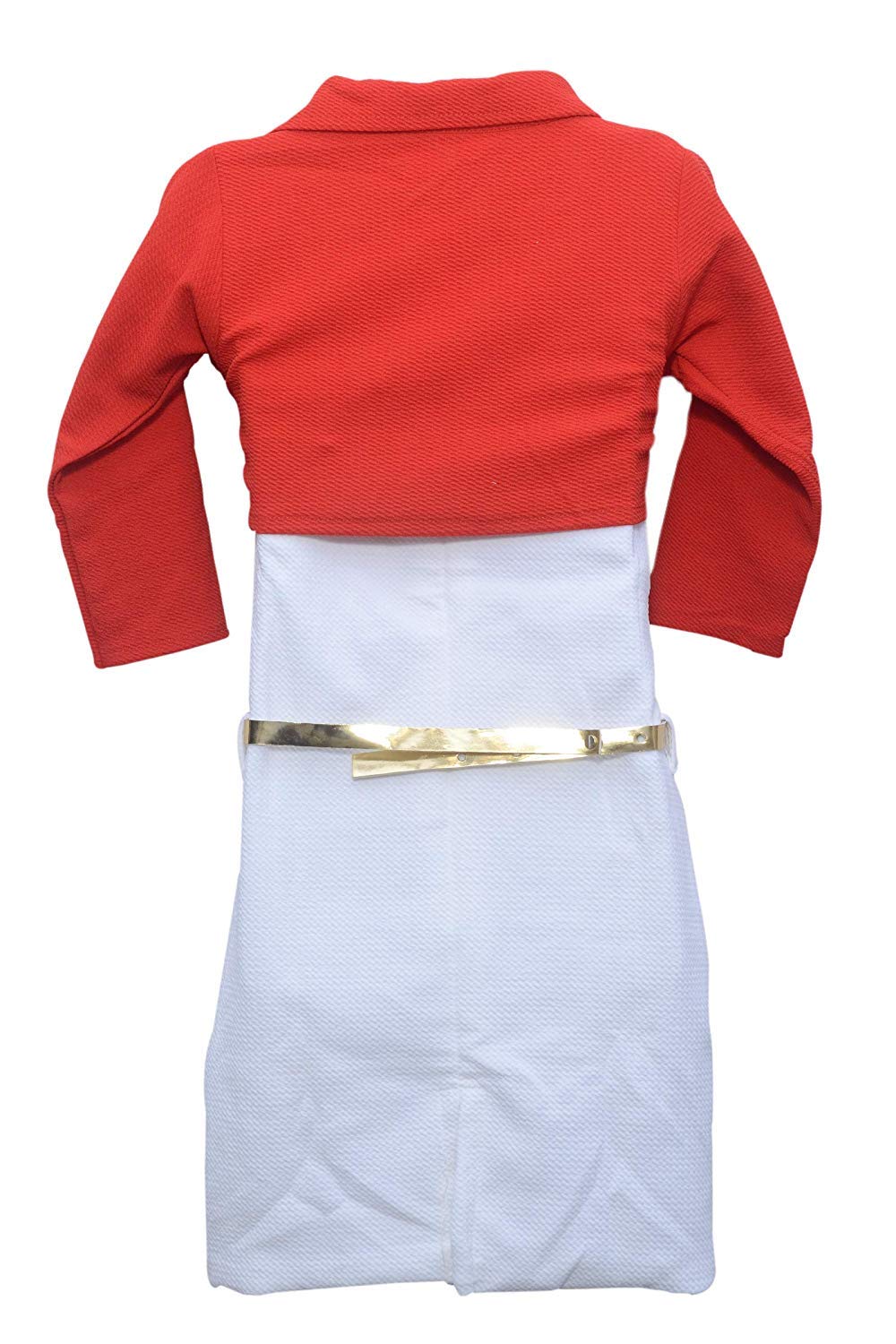 Red Cotton Blend Dress For Girls