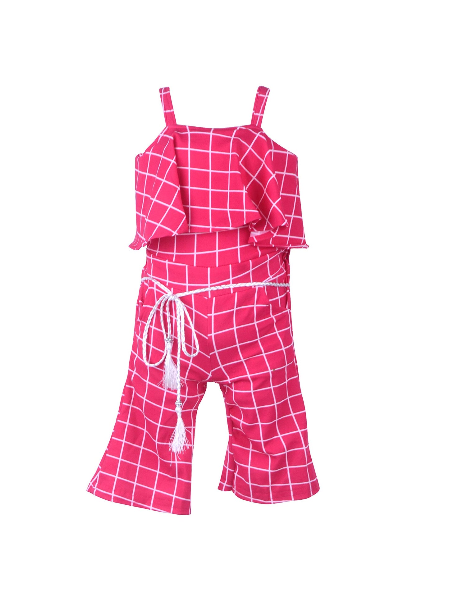 Pink Polycotton Kids Dungaree Romper For Girls