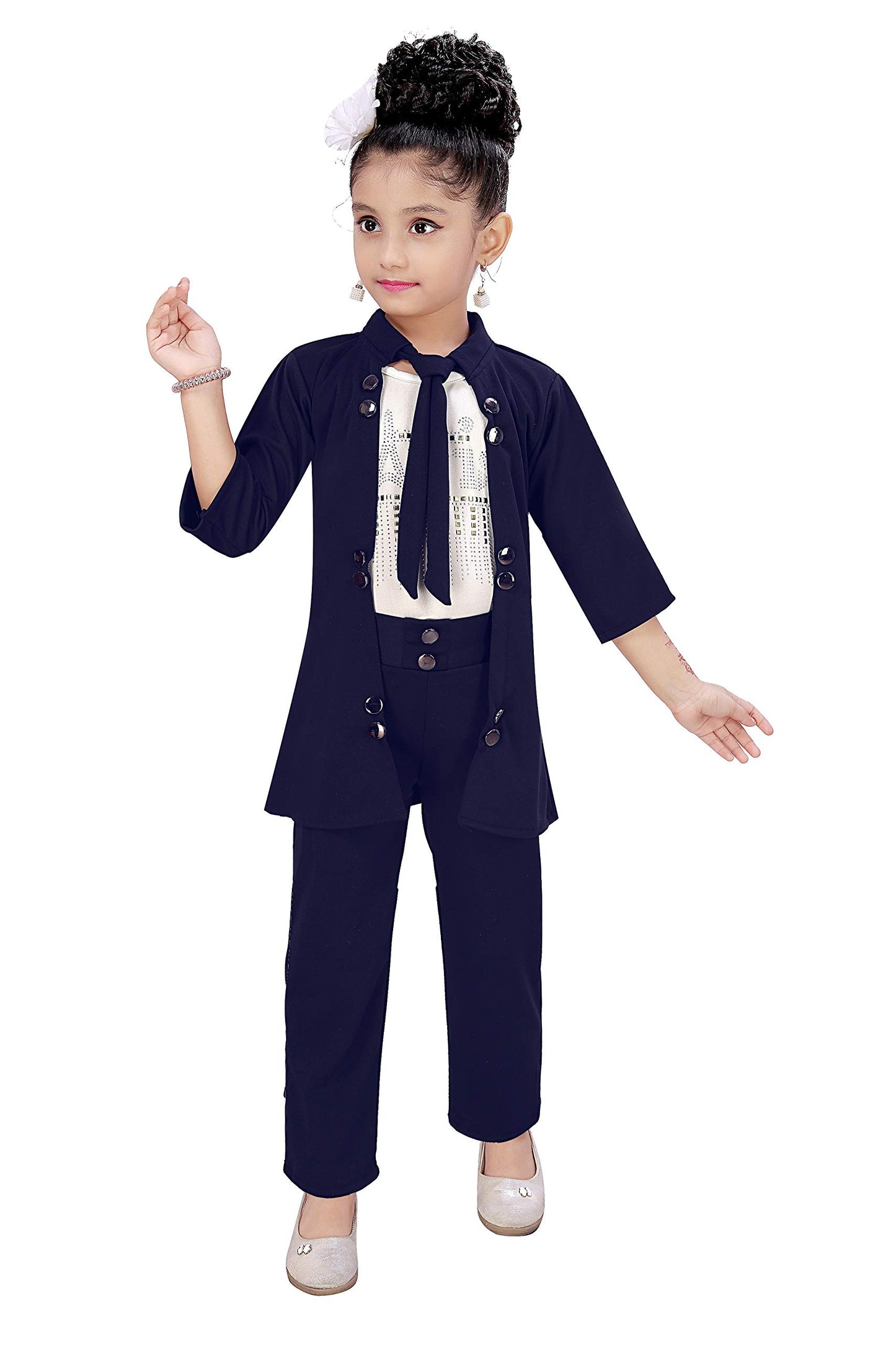 Blue Cotton Blend Kids Apparel Combo For Girls