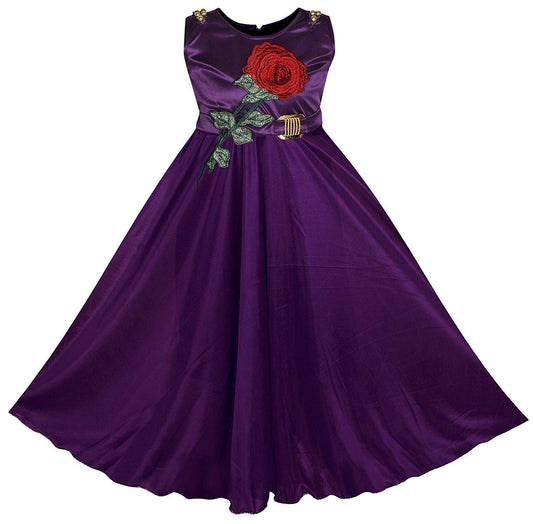 Purple Satin Dress For Girls