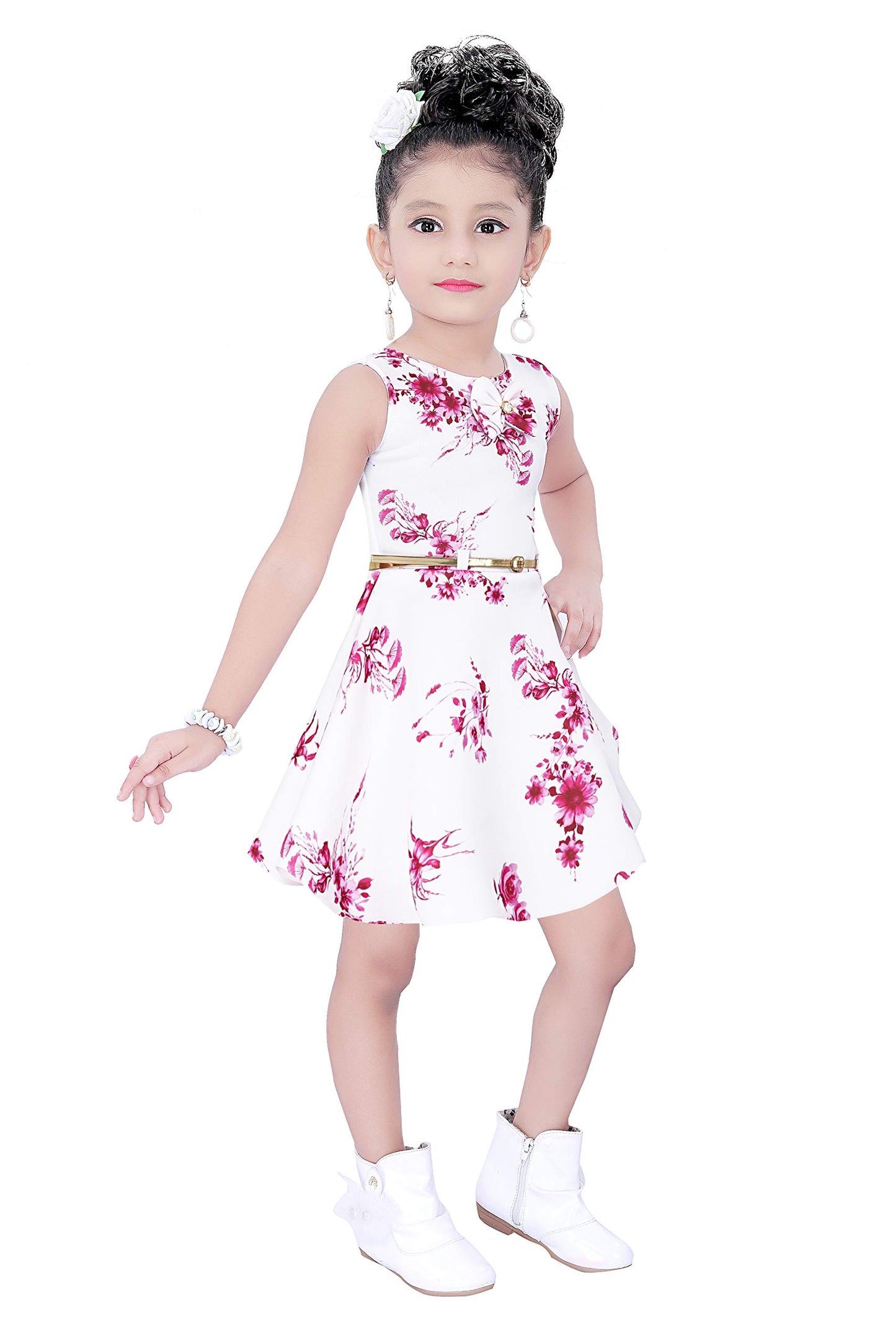 Pink Cotton Blend Dress For Girls