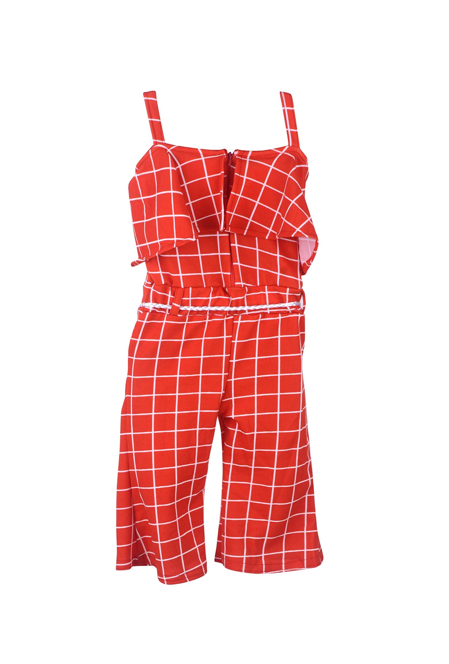 Orange Polycotton Kids Dungaree Romper For Girls