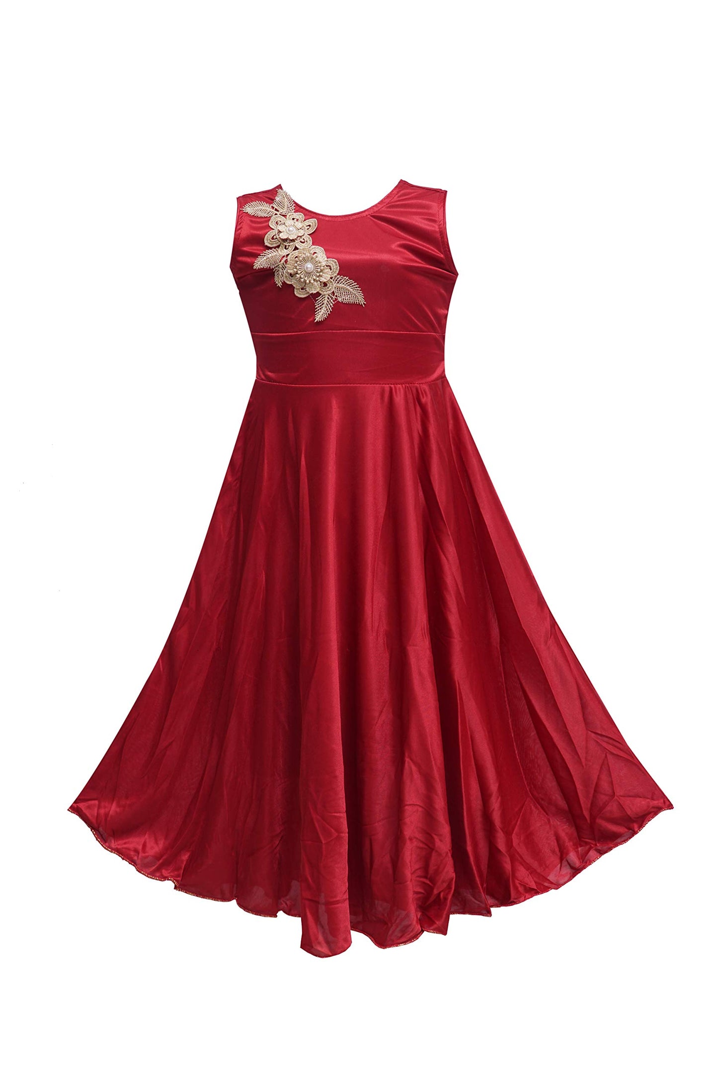 Maroon Satin Dress For Girls