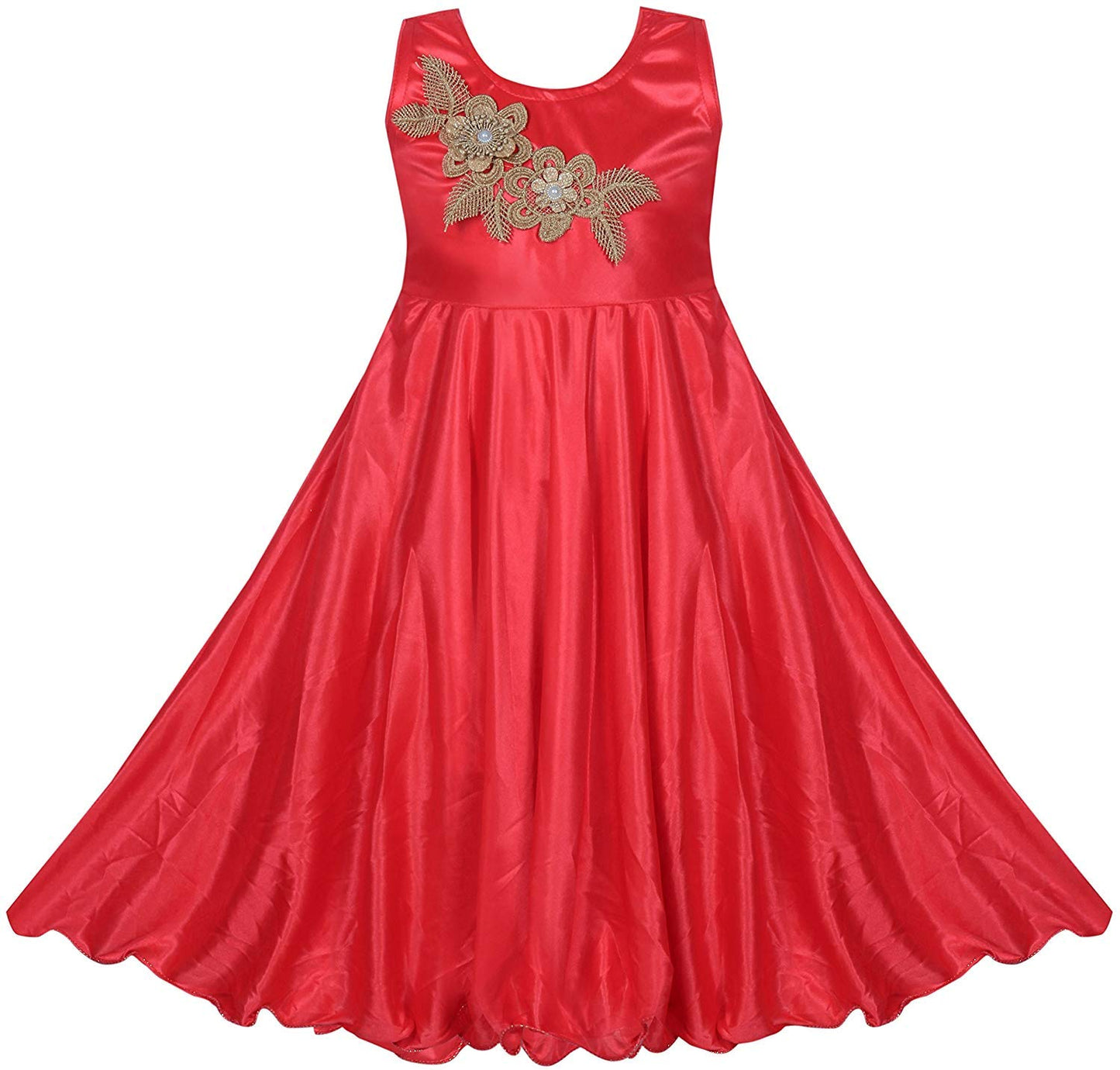 Coral Pink Satin Dress For Girls
