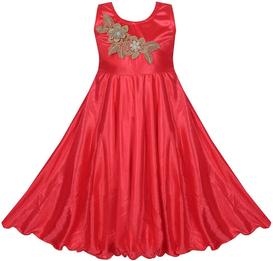 Coral Pink Satin Dress For Girls
