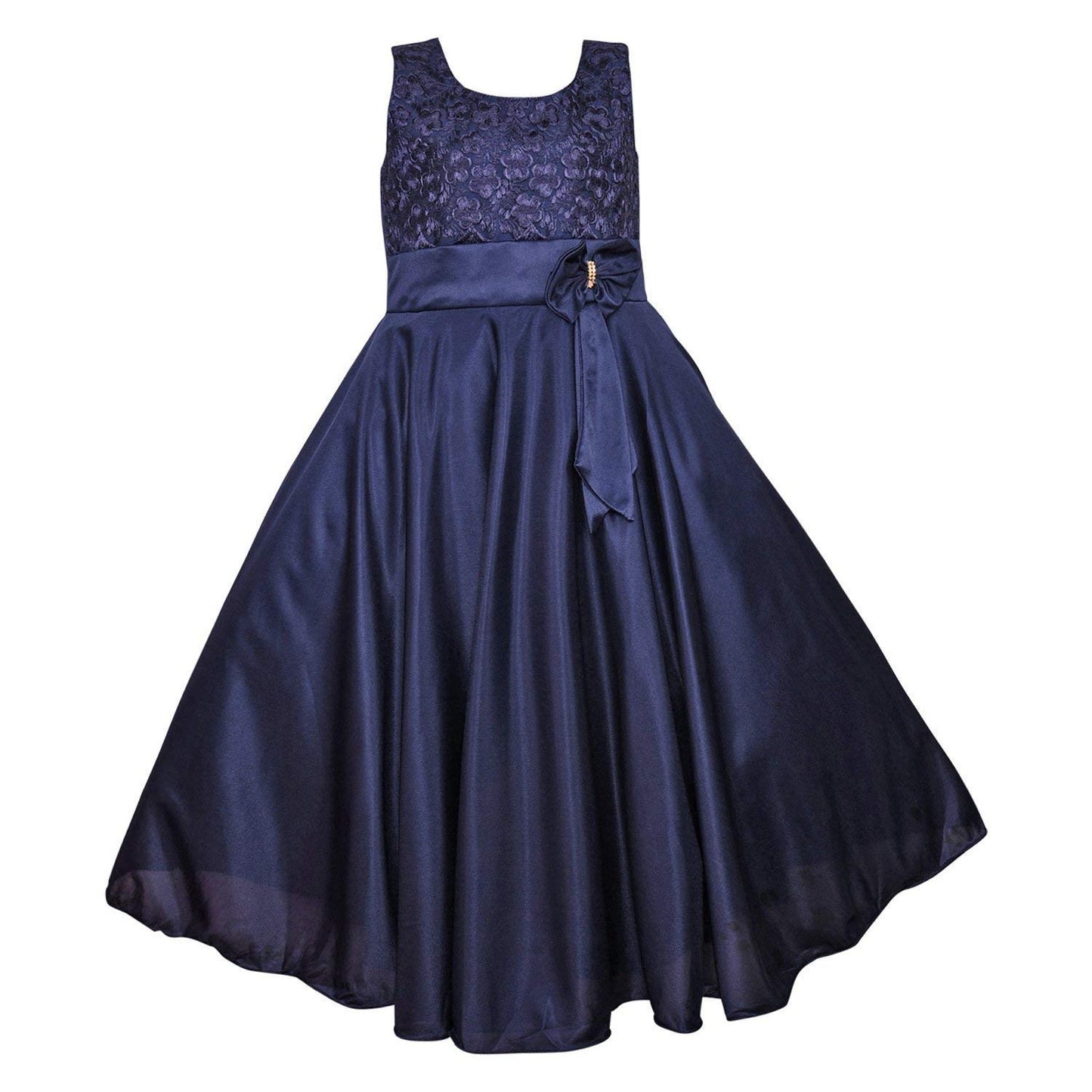 Navy Blue Satin Dress For Girls