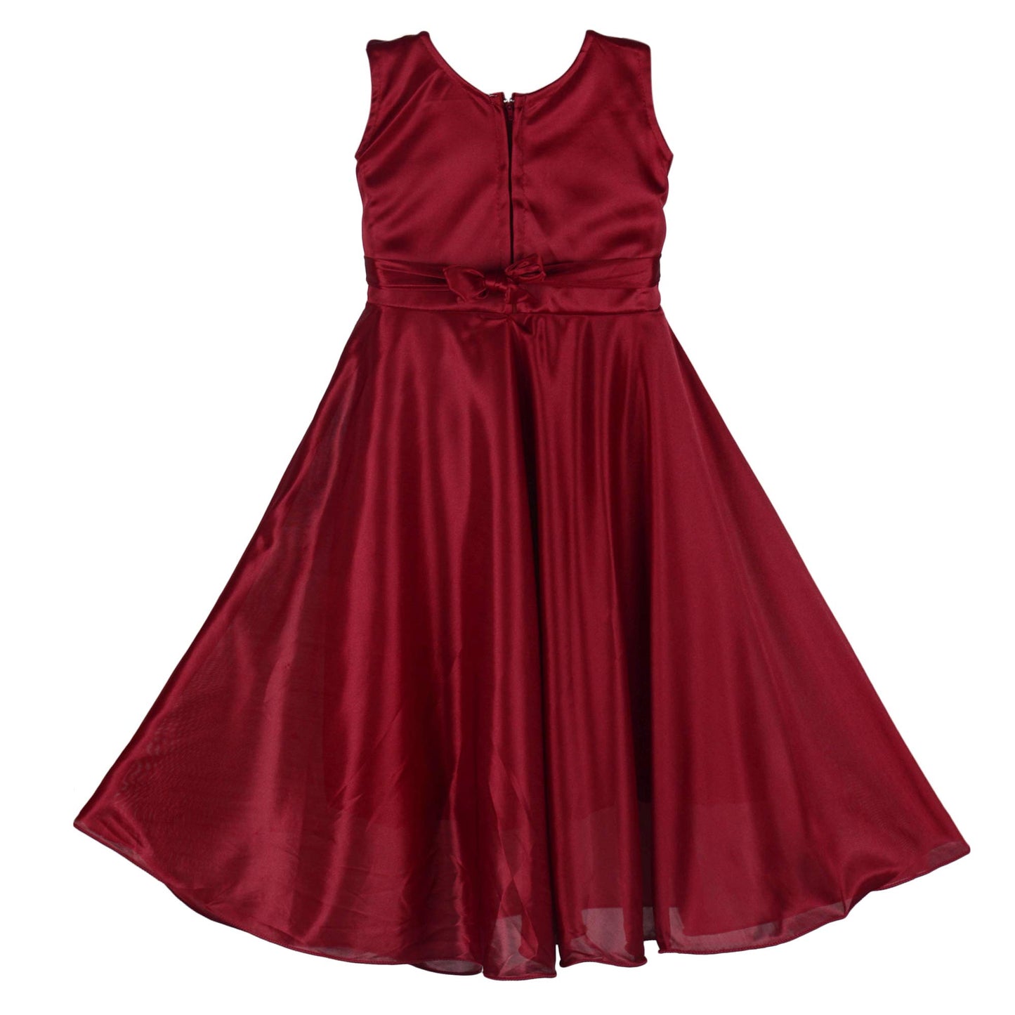Maroon Satin Dress For Girls