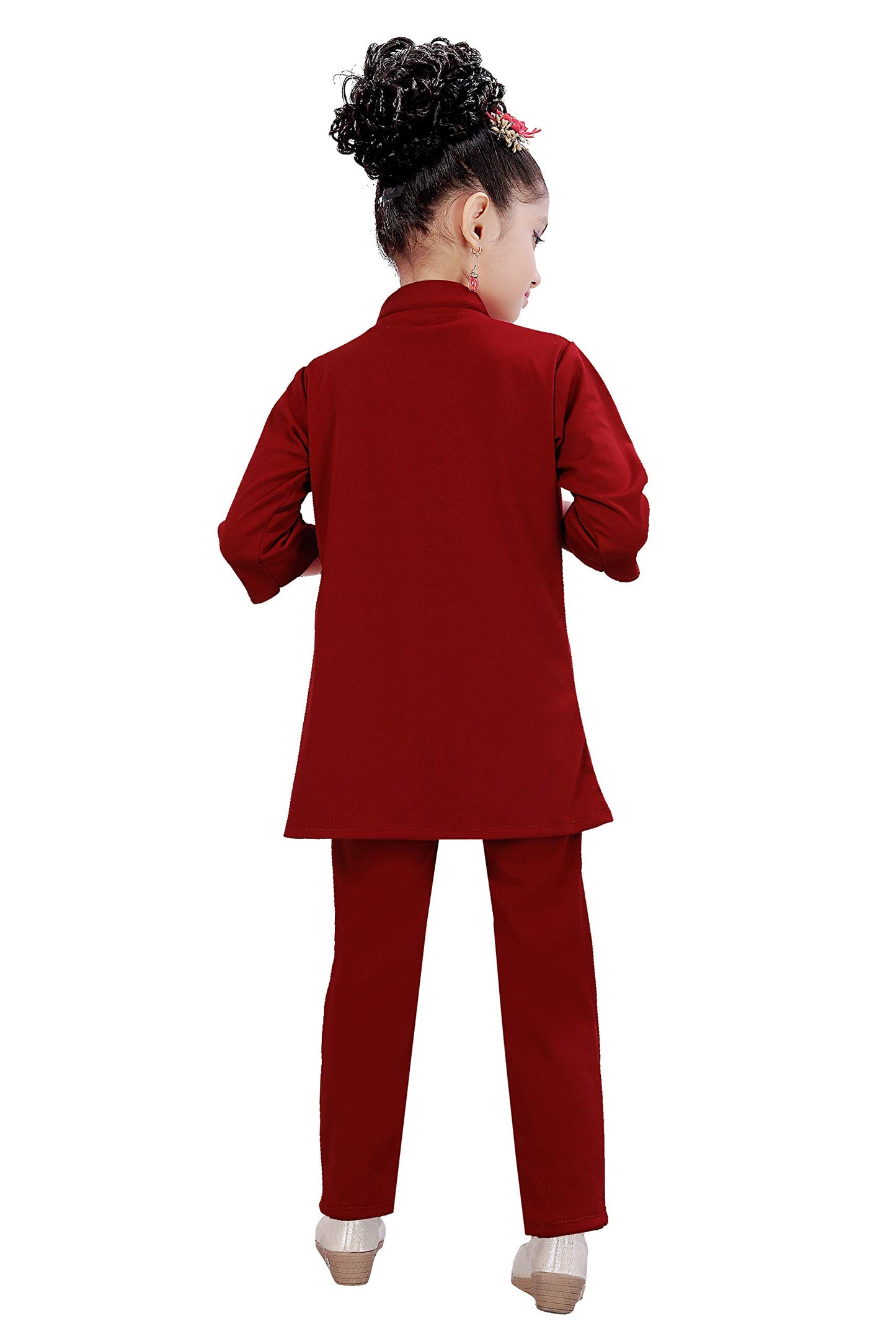 Maroon Cotton Blend Kids Apparel Combo For Girls
