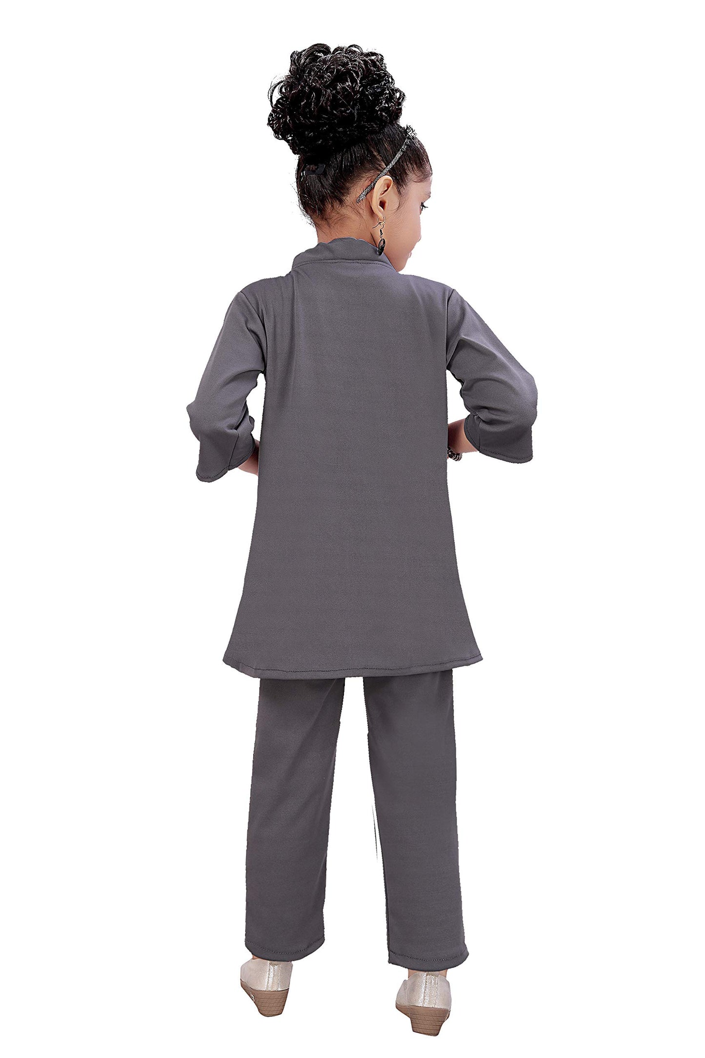 Grey Cotton Blend Kids Apparel Combo For Girls