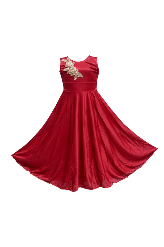 Maroon Satin Dress For Girls