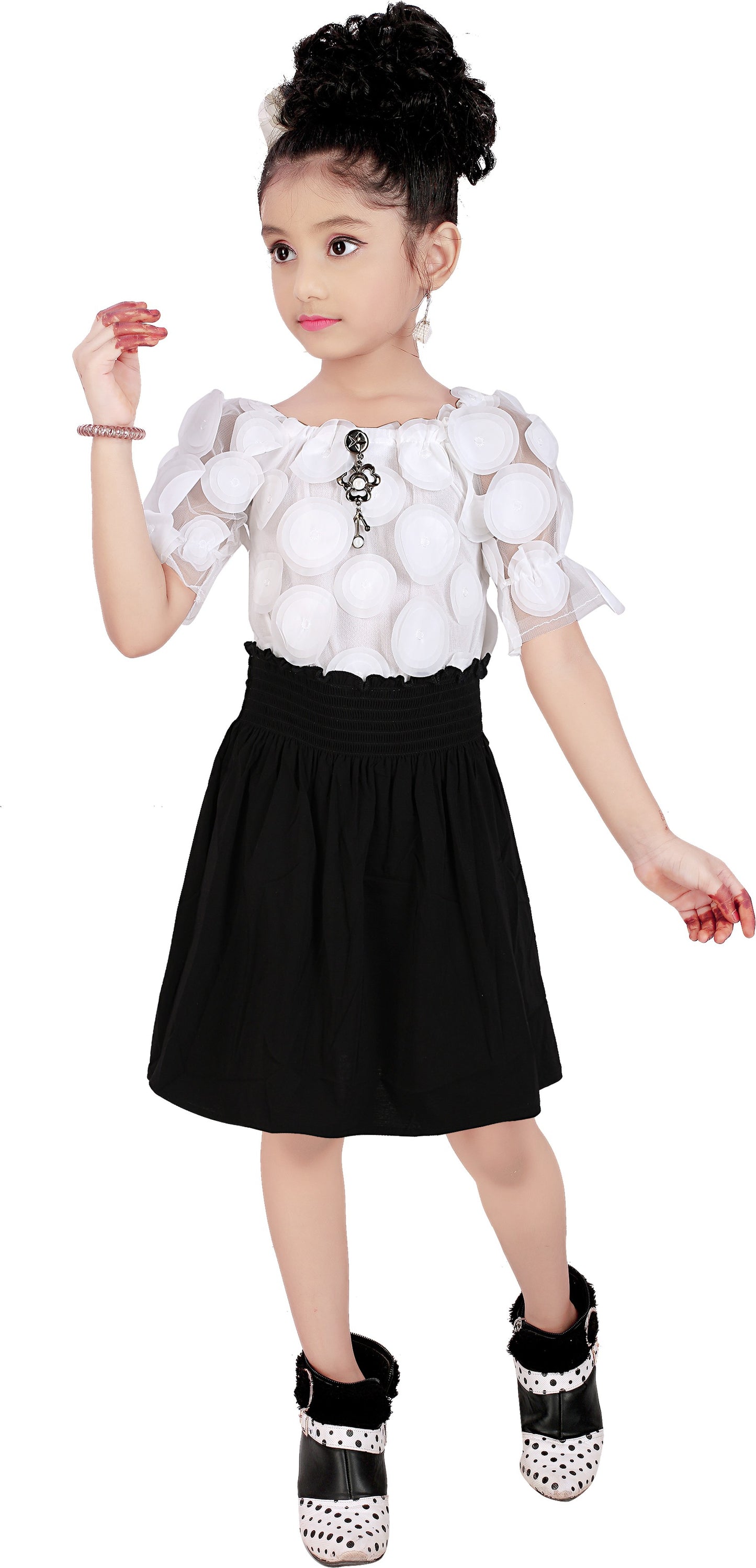 Black Viscose Rayon Dress For Girls