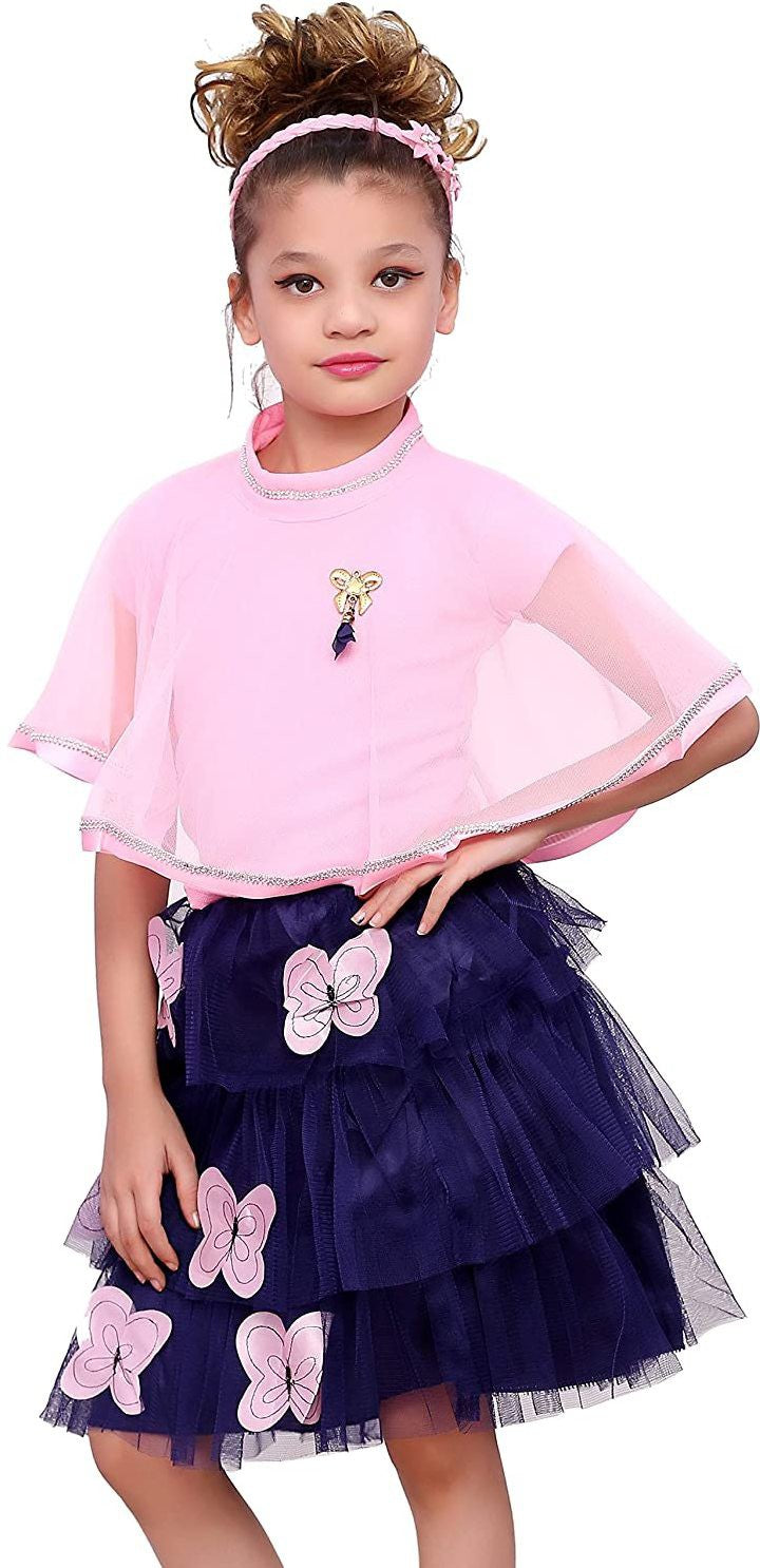 Pink Net Kids Apparel Combo For Baby Girls