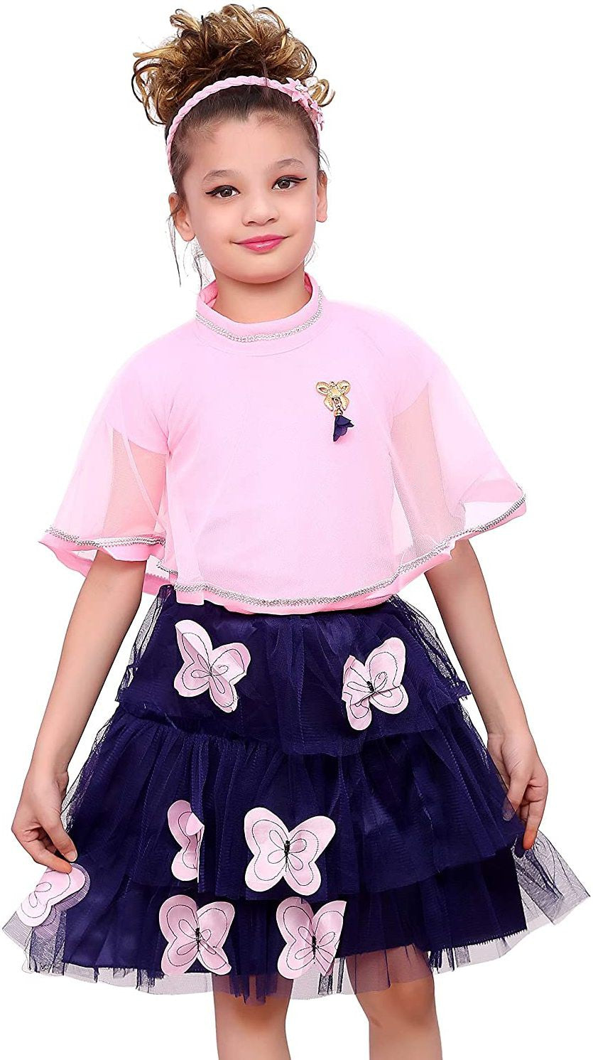 Pink Net Kids Apparel Combo For Baby Girls