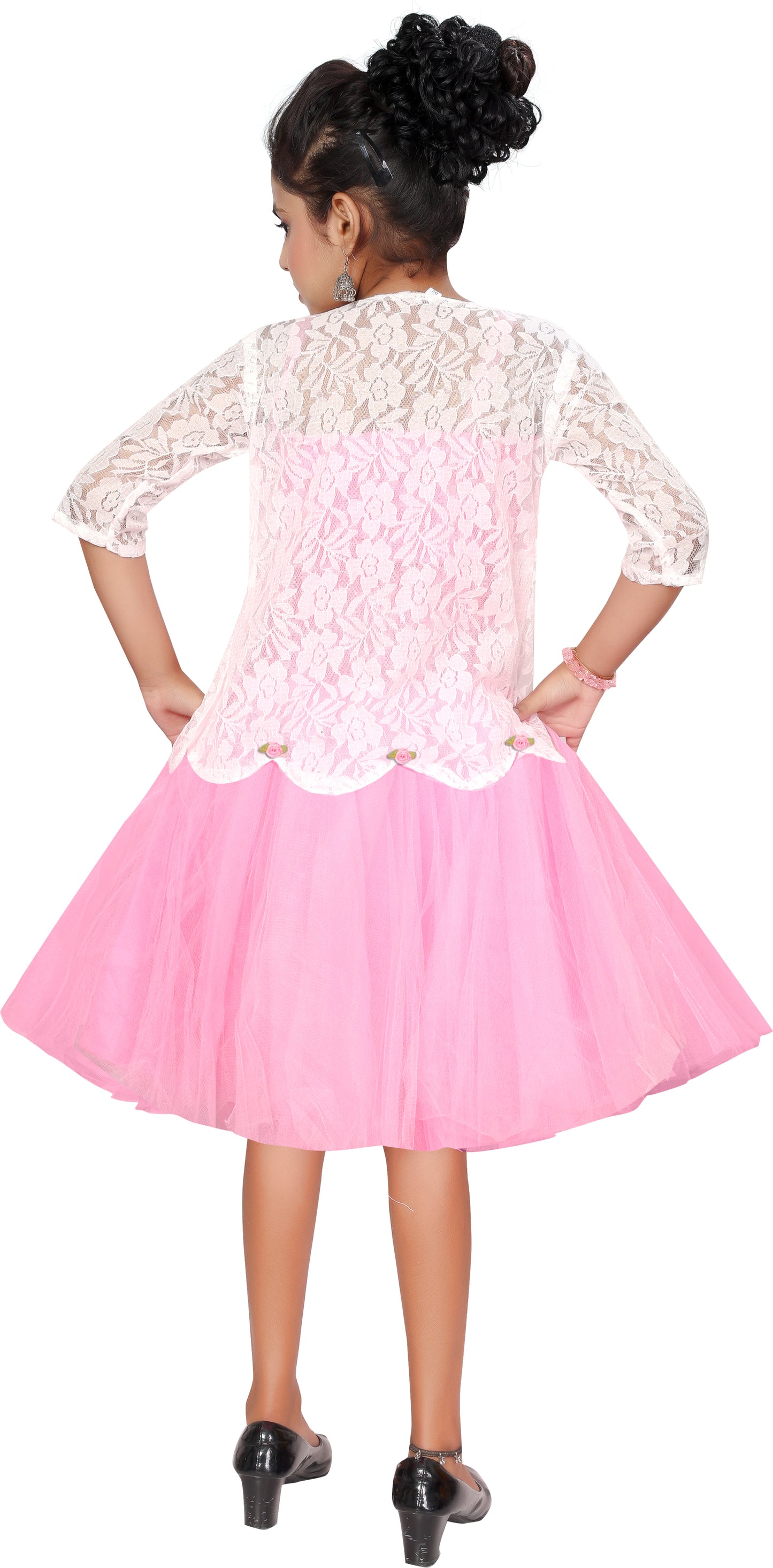 Pink Net Dress For Girls