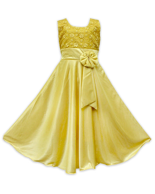 Gold Satin Dress For Girls