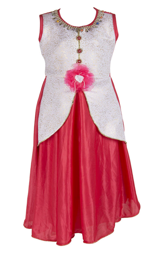 Carrot Satin Dress For Girls
