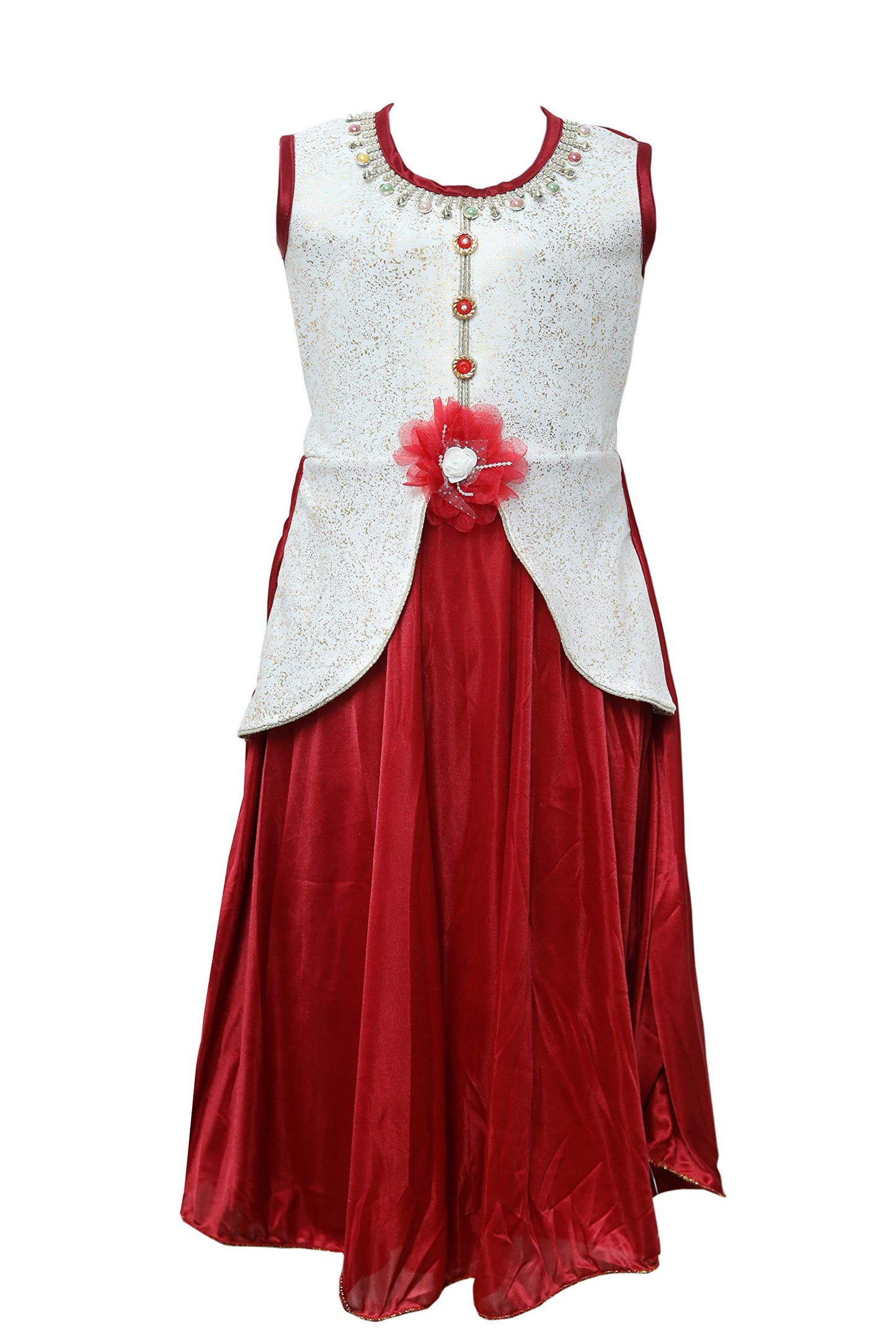 Maroon Satin Dress For Girls