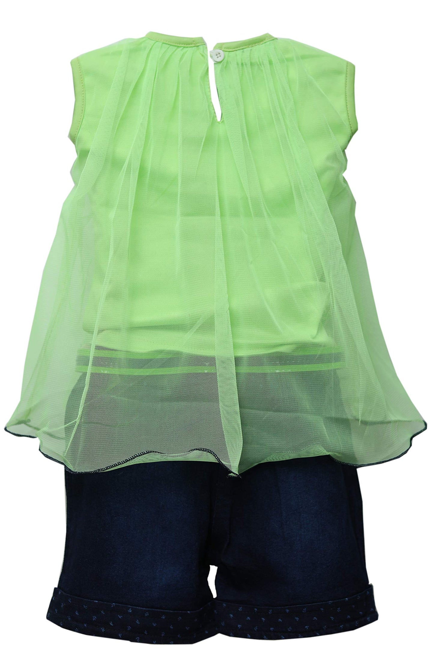 Green Cotton Blend Kids Apparel Combo For Girls