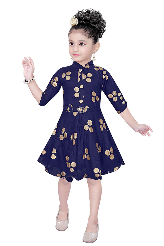 Blue Viscose Rayon Dress For Girls