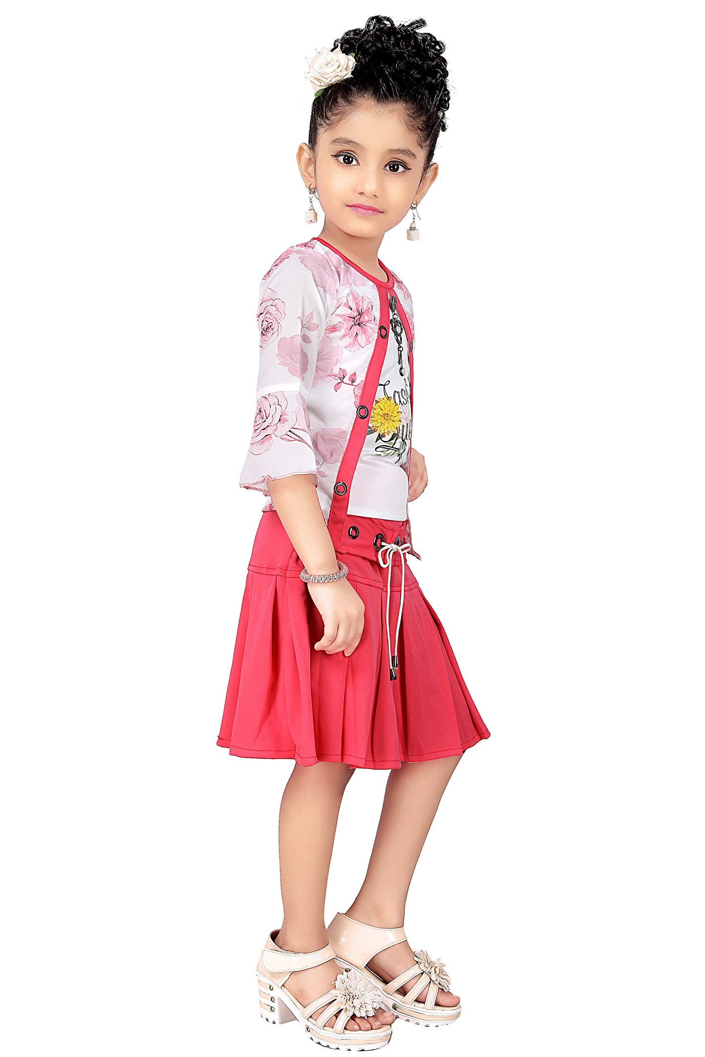 Pink Cotton Blend Kids Apparel Combo For Girls