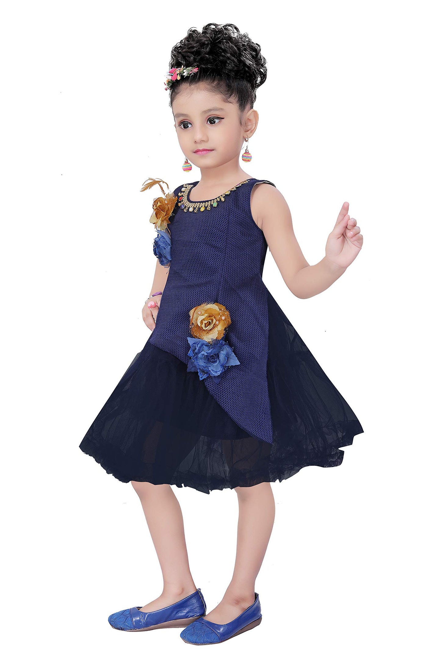Blue Net Dress For Girls