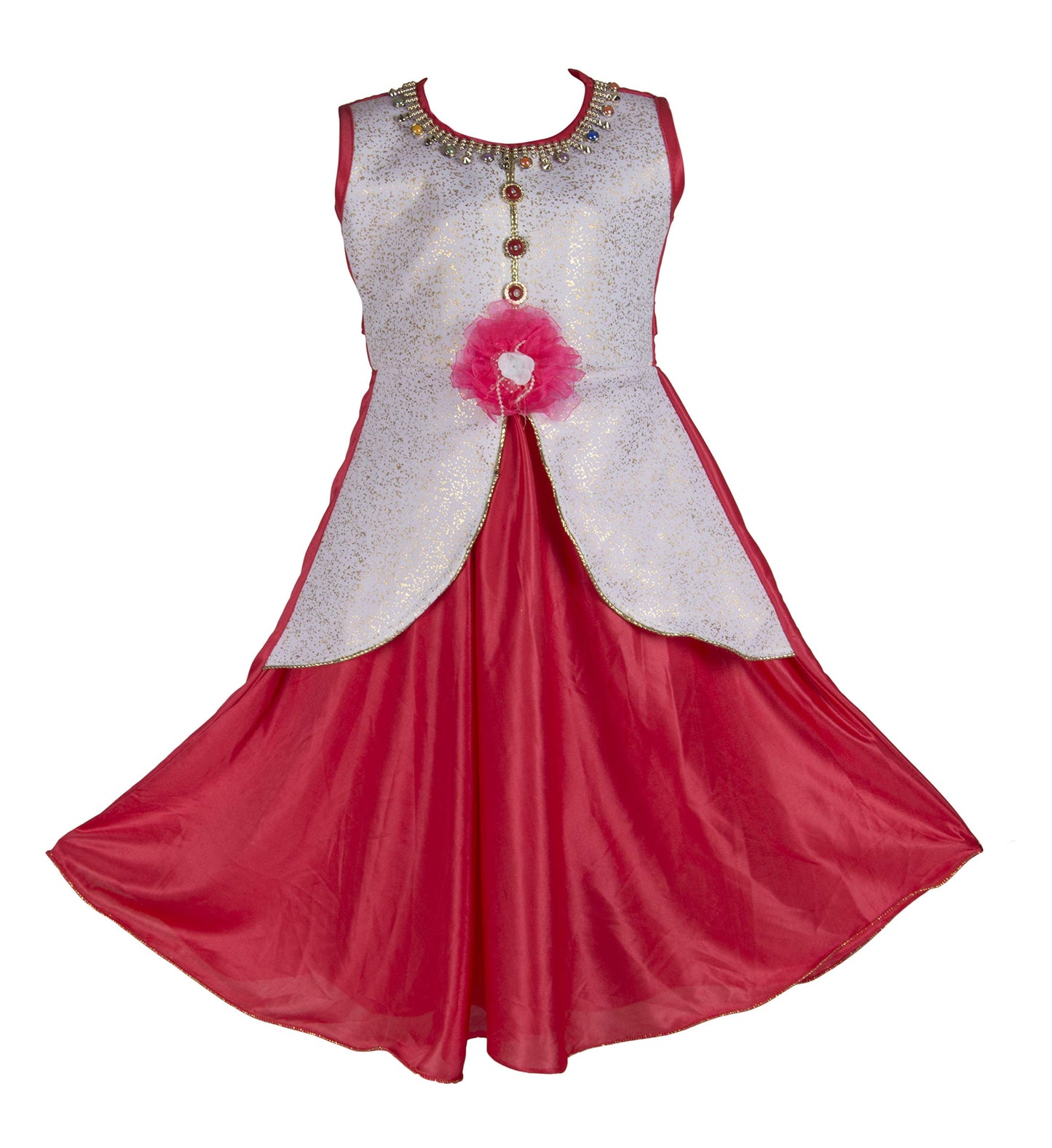 Carrot Satin Dress For Girls