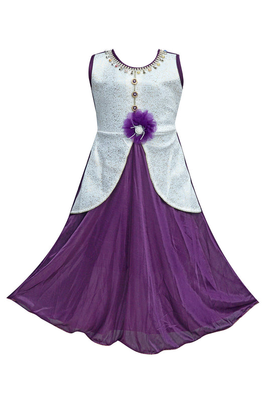 Purple Satin Dress For Girls
