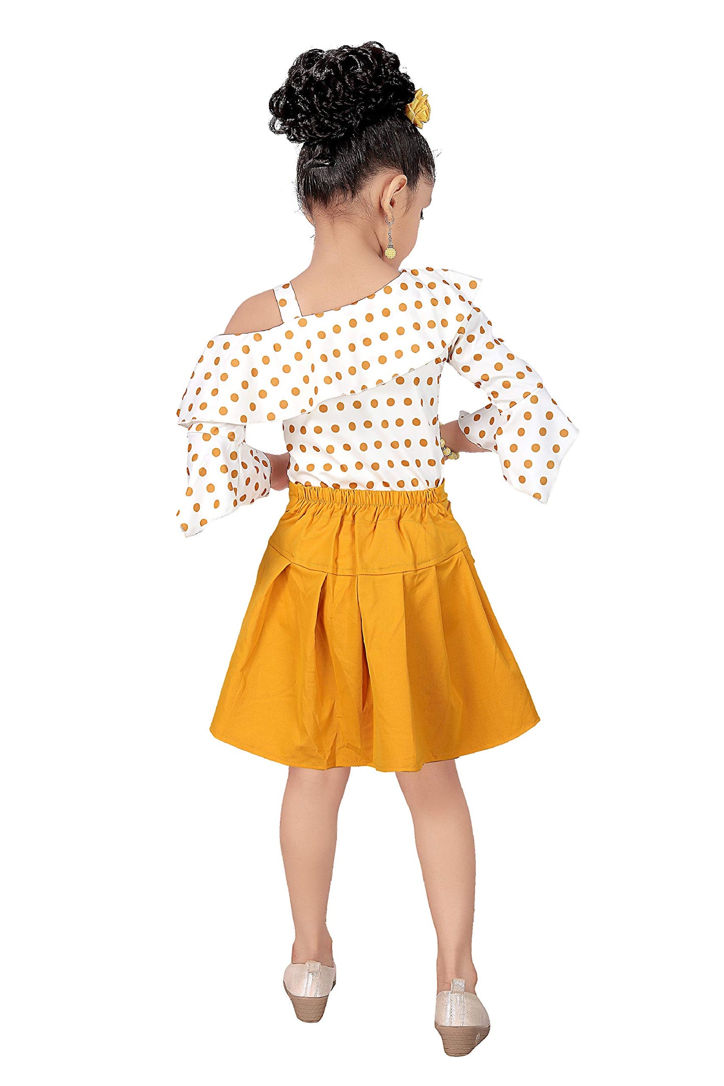 Yellow Cotton Blend Kids Apparel Combo For Girls