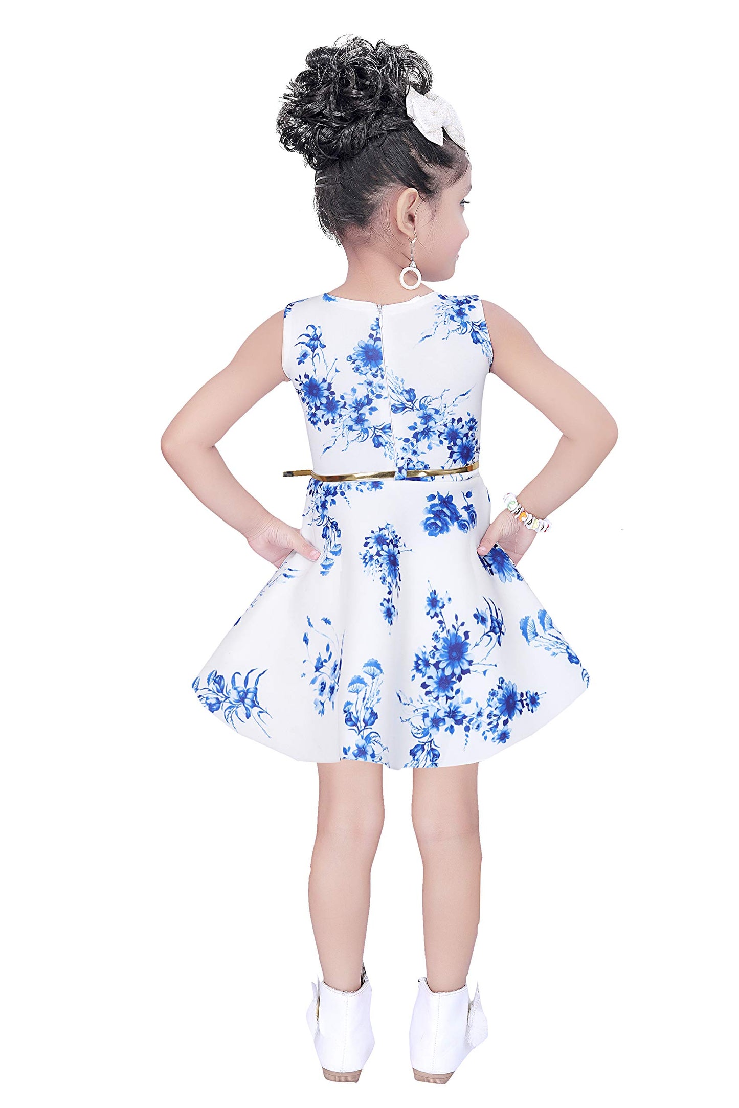 Blue Cotton Blend Dress For Girls