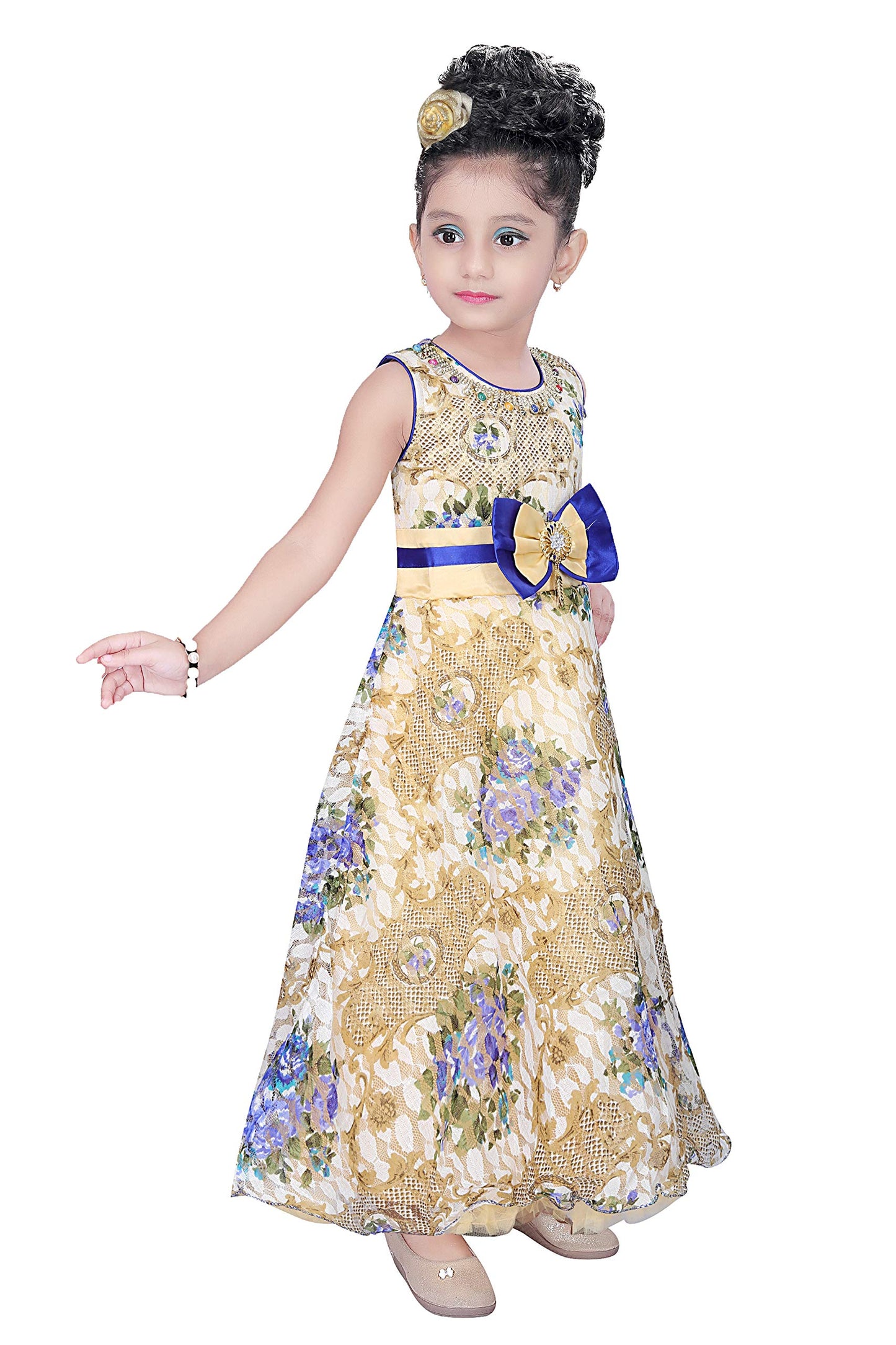 Blue Net Dress For Girls