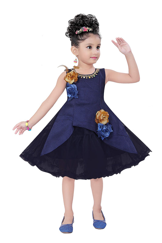 Blue Net Dress For Girls