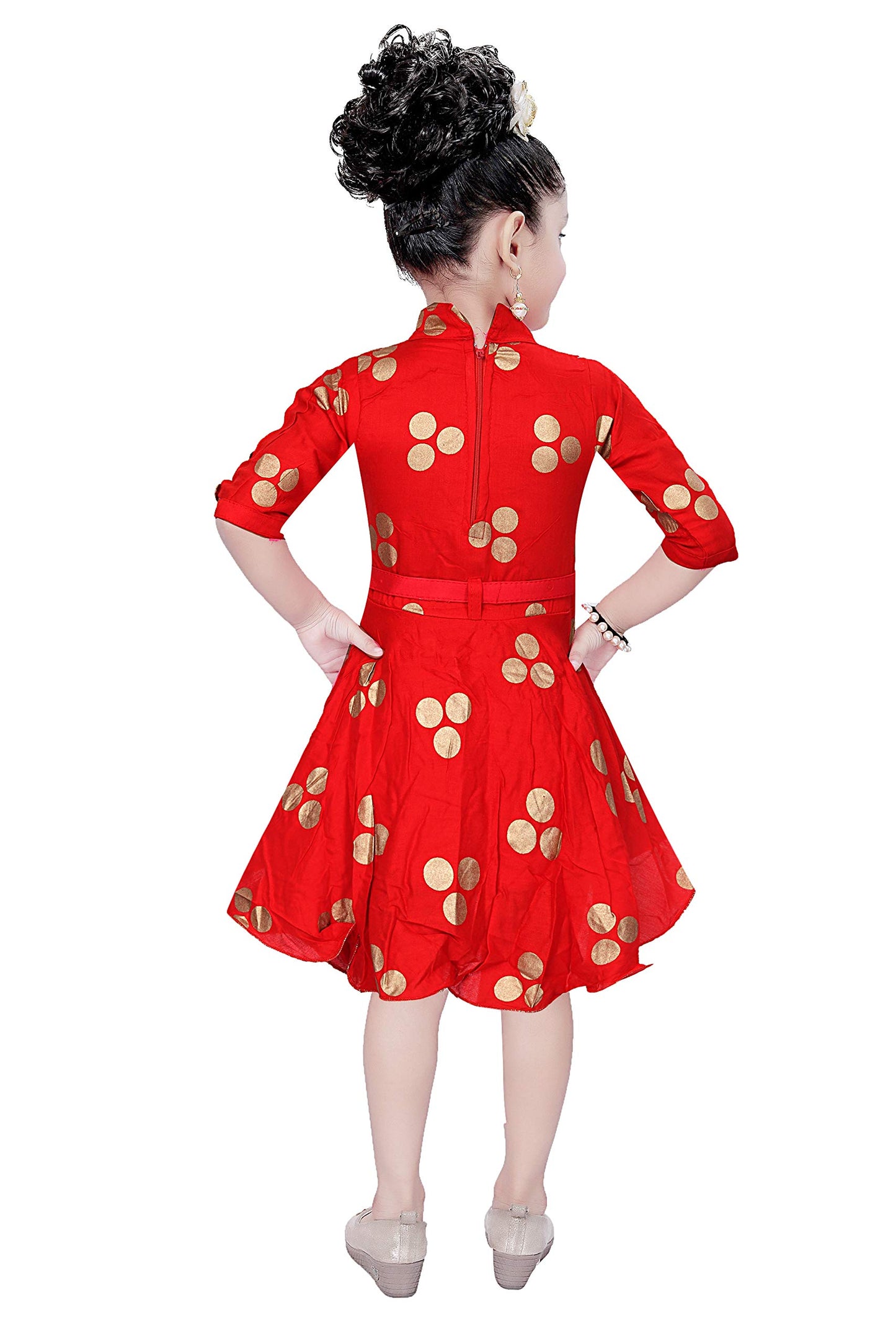 Red Viscose Rayon Dress For Girls