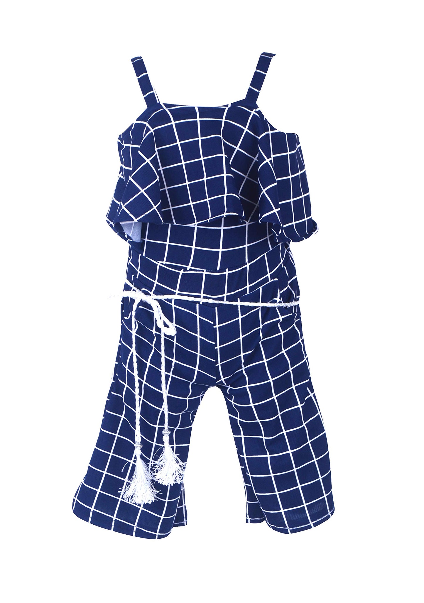 Blue Polycotton Kids Dungaree Romper For Girls
