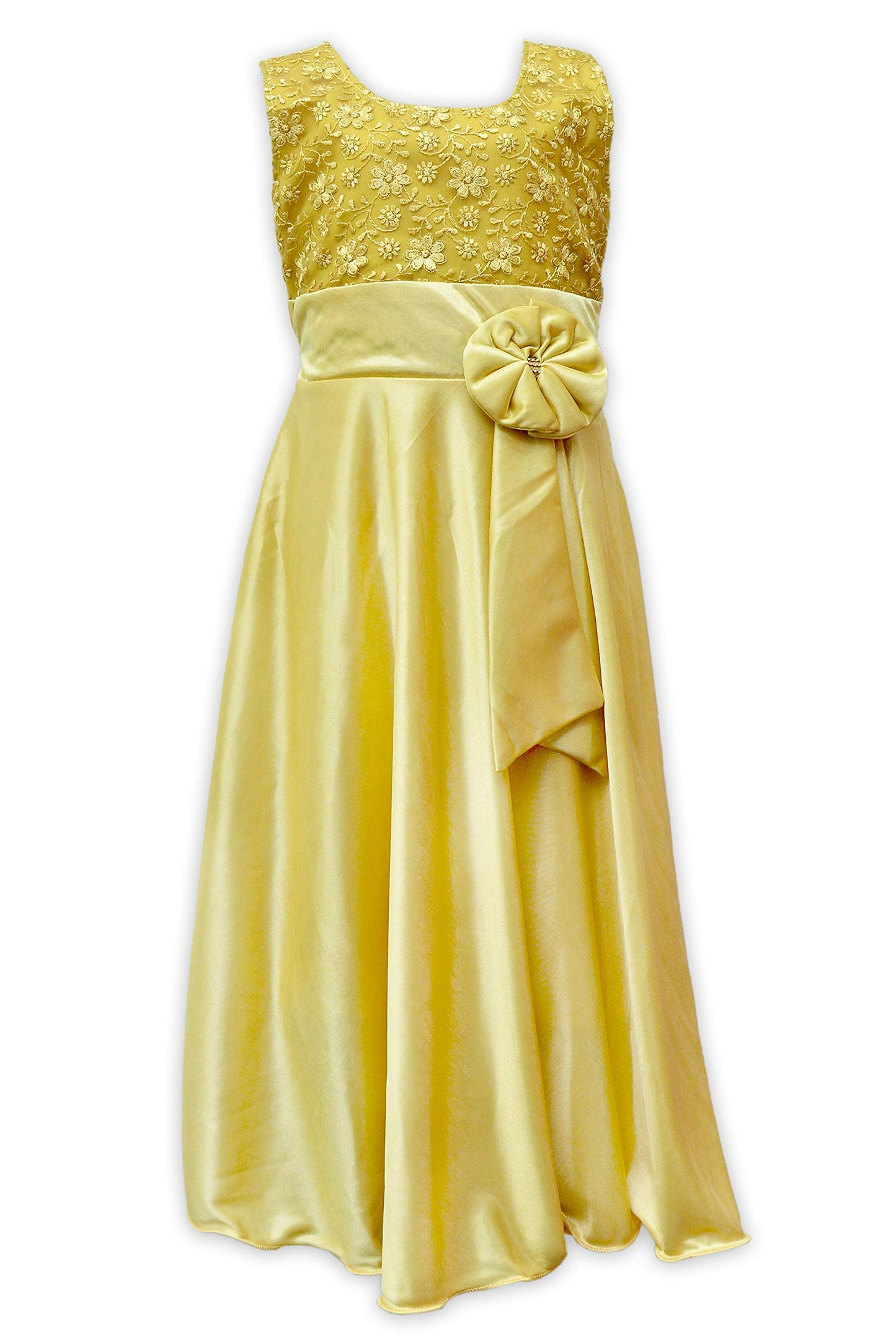 Gold Satin Dress For Girls
