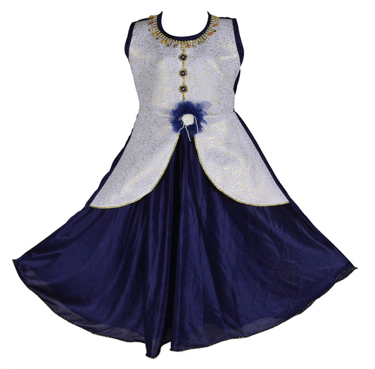 Blue Satin Dress For Girls