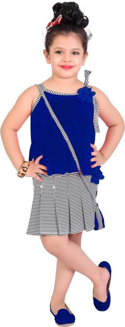 Blue Georgette Kids Apparel Combo For Girls