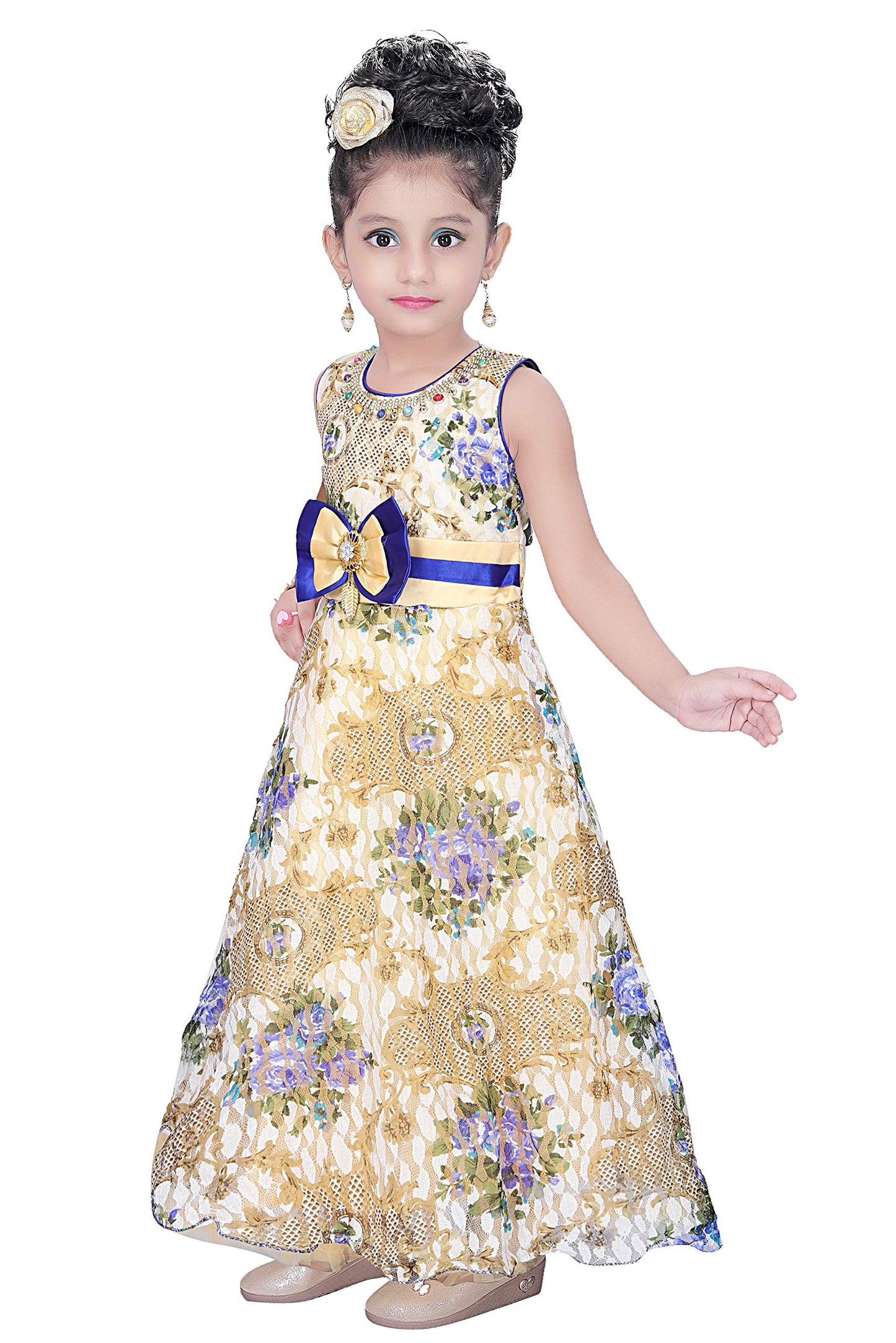 Blue Net Dress For Girls